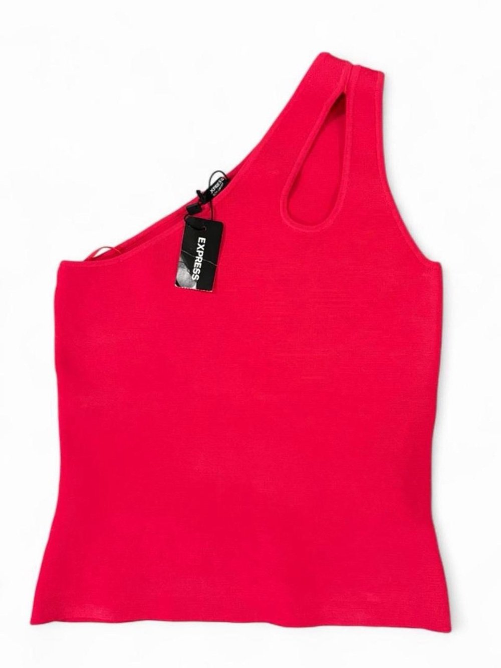 Express One-Shoulder Ribbed Tank Top - Pink